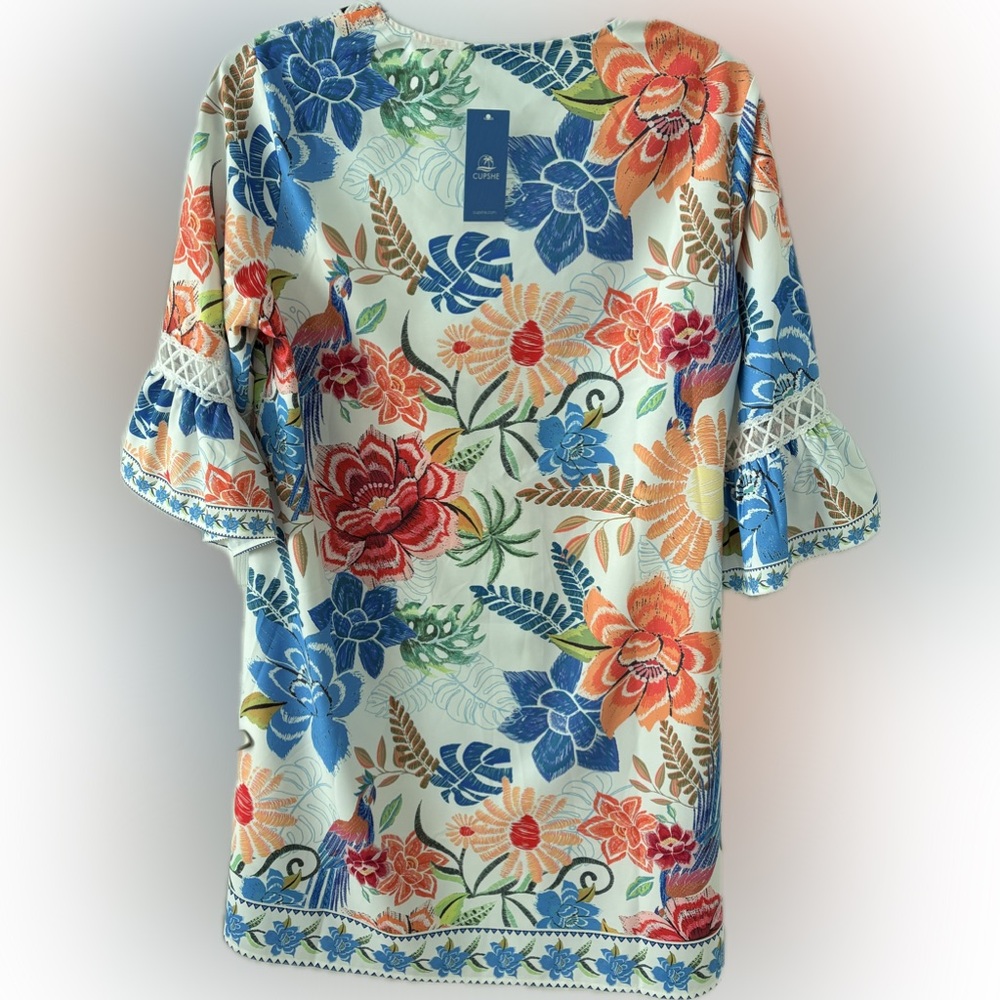 Cupshe Floral Dress with Blue, Orange & Green Print Size Small - Picture 4 of 7